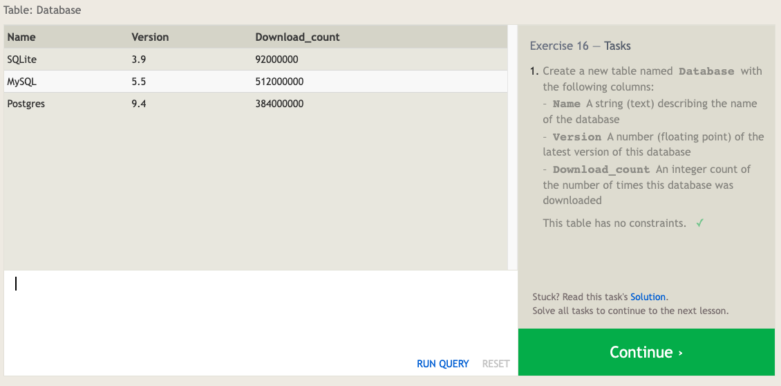 SQL Exercise Sixteen
