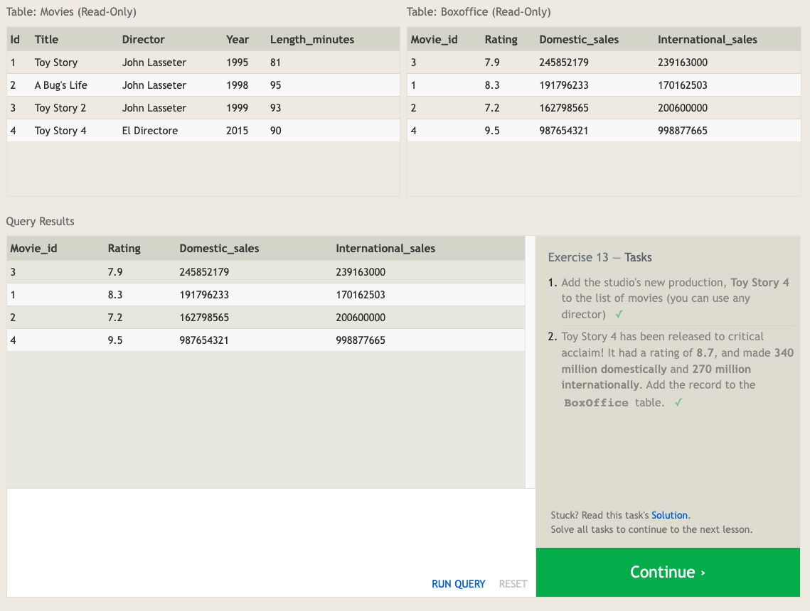 SQL Exercise Thirteen
